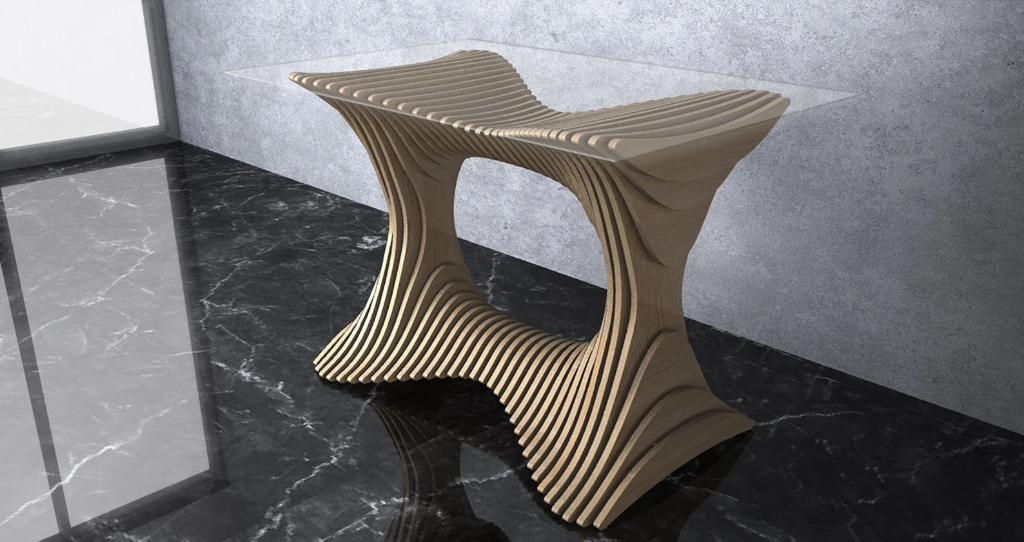 Parametric Wavy Wooden Furniture 18 - Table Design / CNC files for cutting