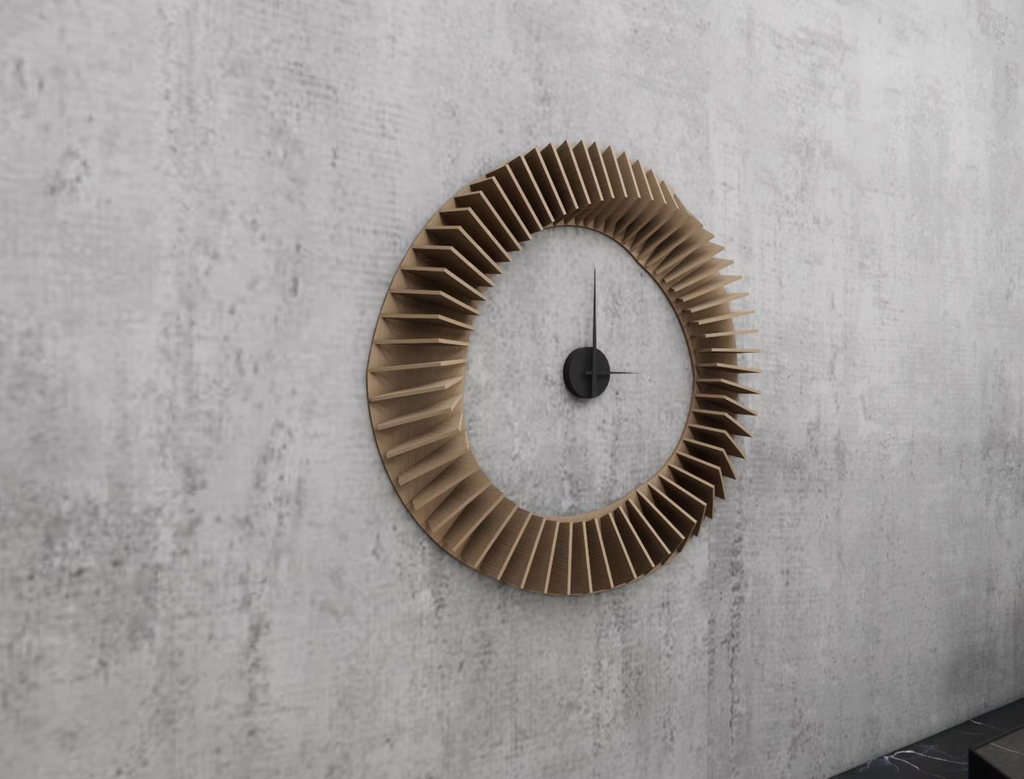 Organic Formed Parametric Wooden Wall Clock 