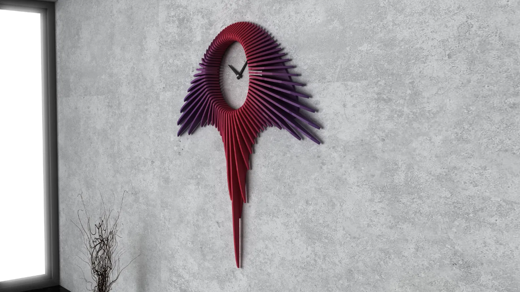 Parametric Wavy Wooden Wall Decor 65 / Clock Design / Digital files for CNC cutting machines