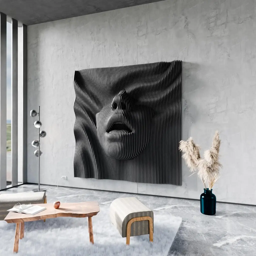 Female Face Wall Cut Files Art Decor Wavy Wooden Wall Decor Wall DesigN svg dxf eps / CNC files for cutting |#143|