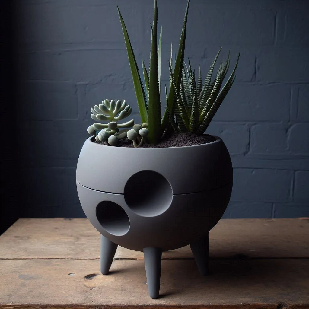 Spaced-Out Mid Century Plant Pot "We Landed"