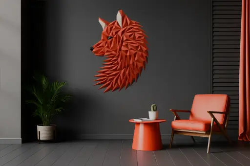 [Geometric Wolf/fox head wall art (multiparts) ] مجسم ذئب فني
