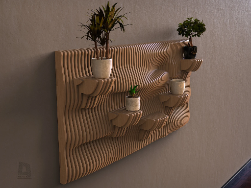 [Parametric Wavy Wooden Wall Shelf] Parametric Wavy Wooden Wall Shelf