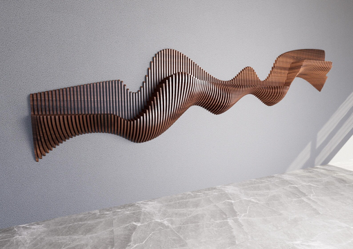 [Parametric Wavy Wooden Wall shelf Face in Waves] لوحة جدارية فنية