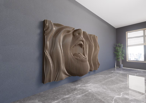 [Parametric wall art/ Wavy Wooden Wall shelf Face in Waves / Digital files for wood cutting machines/cnc file/laser cutting file] Parametric wall art/ Wavy Wooden Wall shelf Face in Waves / Digital files for wood cutting machines/cnc file/laser cutting file