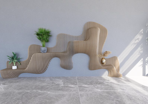 [Parametric wall art/ Wavy Wooden Wall shelf Face in Waves / Digital files for wood cutting machines/cnc file/laser cutting file] Parametric wall art/ Wavy Wooden Wall shelf Face in Waves / Digital files for wood cutting machines/cnc file/laser cutting file