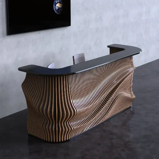 [Modern Parametric-Style Reception Desk PR02 | Customized Office Entry Counter | Executive Office Desk | CNC Router Files.] مكتب استقبال تنفيذي فاخر