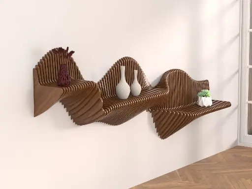 [Parametric wavy shelf - Wood wall decoration - CNC and laser cutting files ] Parametric wavy shelf - Wood wall decoration - CNC and laser cutting files 