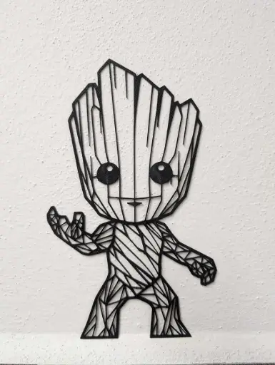 [baby groot low poly wall art ] لوحة جدارية فنية