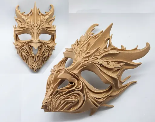 [Wood-Carved Dark Ritual Mask] قناع فني