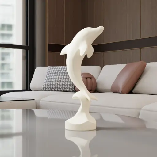 [Minimalist "Dolphin on Wave" Statue] تصميم فني معاصر