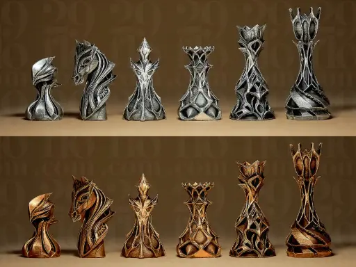 [Stylized Chess Set] قطعة 3D فاخرة